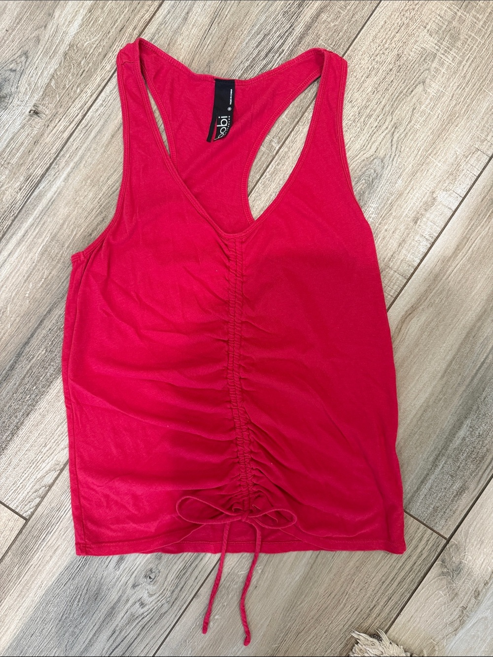 bobi Red Ruched Racerback Tank